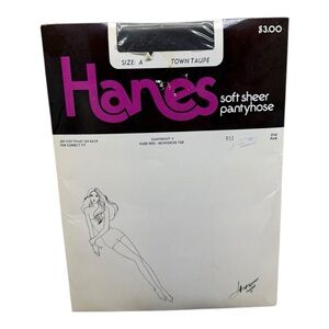 Vintage Hanes Soft Sheer Pantyhose A Town Taupe 955 Nude Heel Reinforced Toe